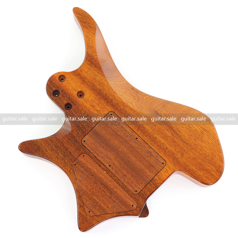 One-of-a-Kind Burl Wood Veneer Epoxy Resin Headless Electric Guitar Body (HBE-004)