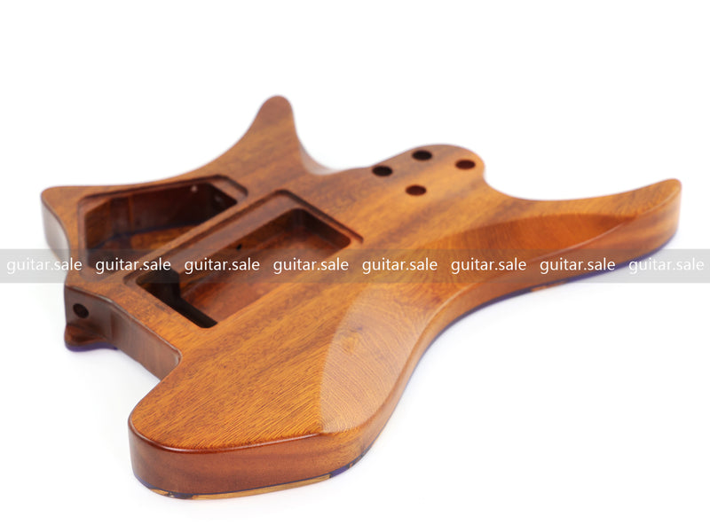 One-of-a-Kind Burl Wood Veneer Epoxy Resin Headless Electric Guitar Body (HBE-004)