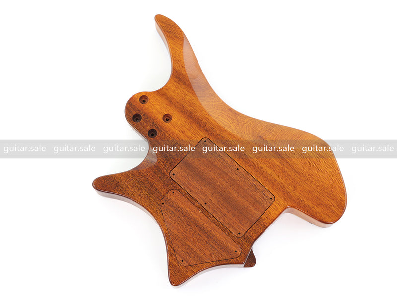 One-of-a-Kind Burl Wood Veneer Epoxy Resin Headless Electric Guitar Body (HBE-004)