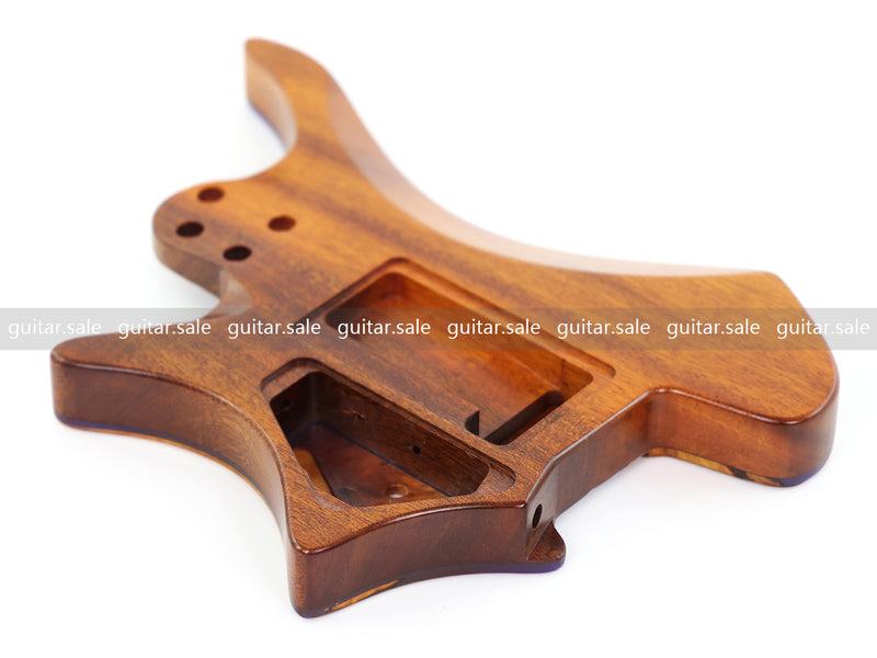 One-of-a-Kind Burl Wood Veneer Epoxy Resin Headless Electric Guitar Body (HBE-004)