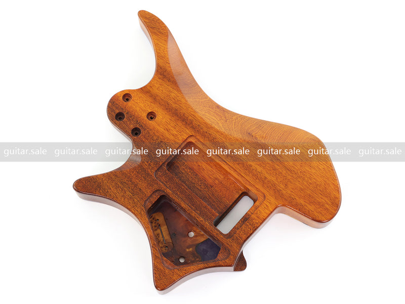 One-of-a-Kind Burl Wood Veneer Epoxy Resin Headless Electric Guitar Body (HBE-004)