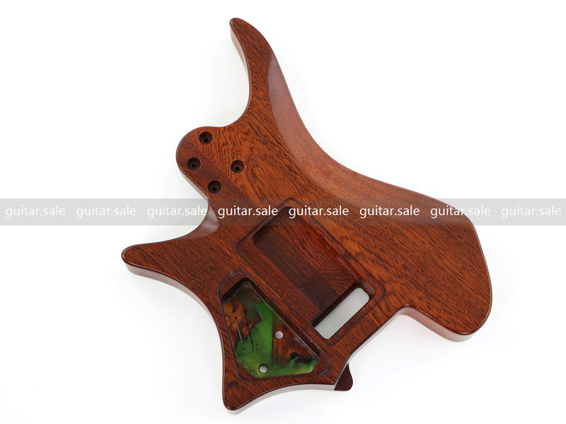 One-of-a-Kind Burl Wood Veneer Epoxy Resin Headless Electric Guitar Body (HBE-005)