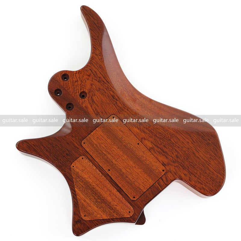 One-of-a-Kind Burl Wood Veneer Epoxy Resin Headless Electric Guitar Body (HBE-005)