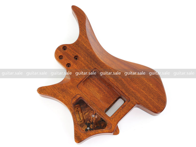 One-of-a-Kind Burl Wood Veneer Epoxy Resin Headless Electric Guitar Body (HBE-006)