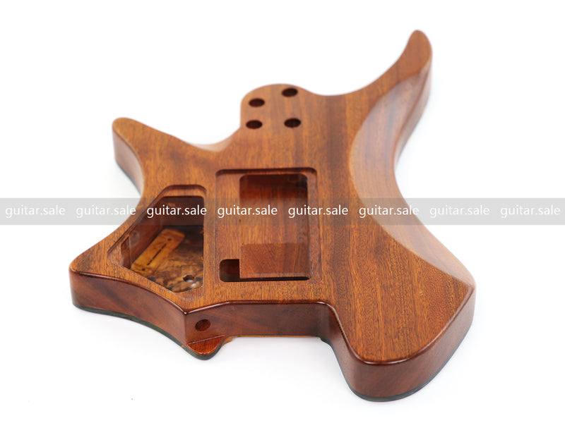 One-of-a-Kind Burl Wood Veneer Epoxy Resin Headless Electric Guitar Body (HBE-006)