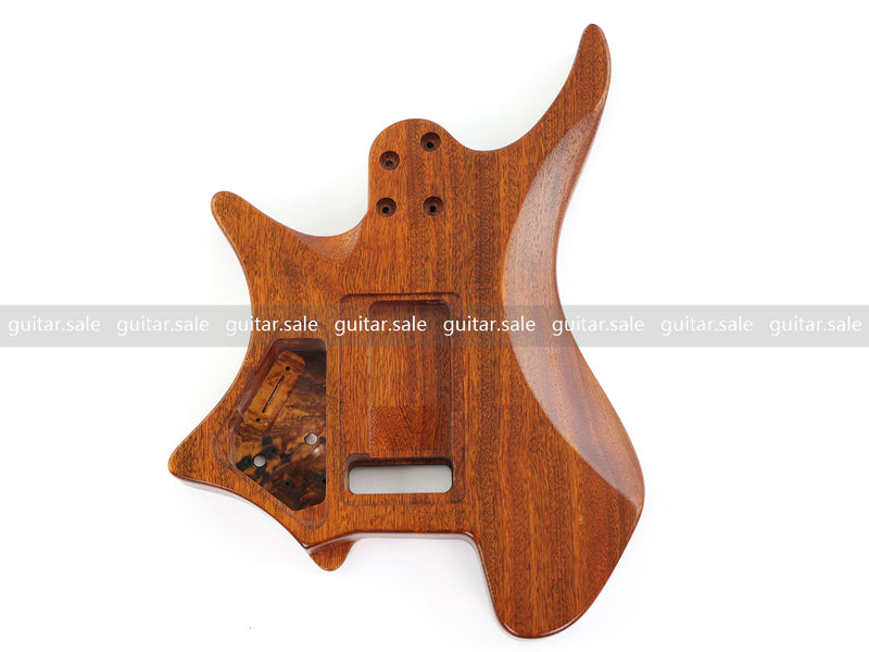 One-of-a-Kind Burl Wood Veneer Epoxy Resin Headless Electric Guitar Body (HBE-006)