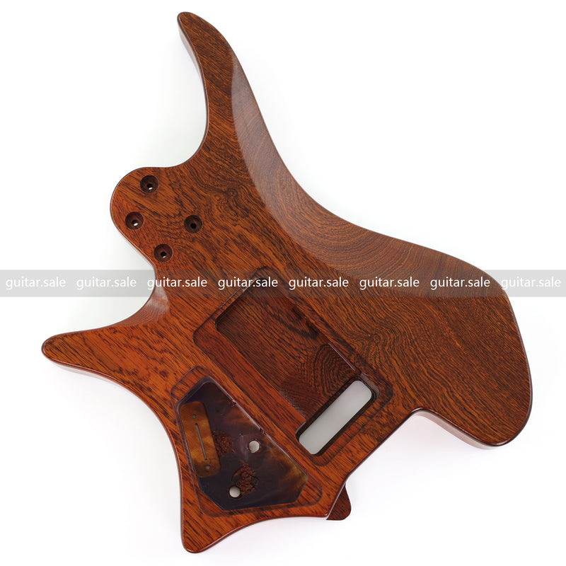 One-of-a-Kind Burl Wood Veneer Epoxy Resin Headless Electric Guitar Body (HBE-008)