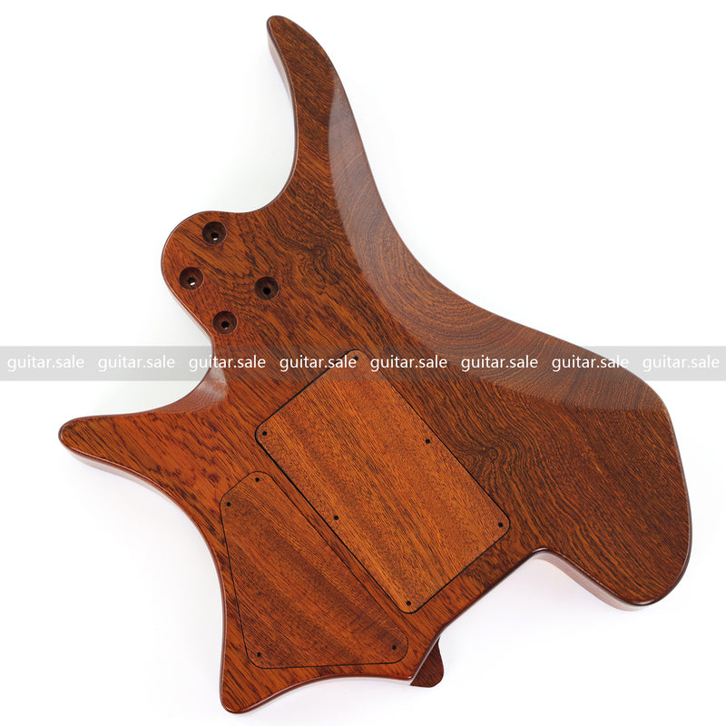 One-of-a-Kind Burl Wood Veneer Epoxy Resin Headless Electric Guitar Body (HBE-008)