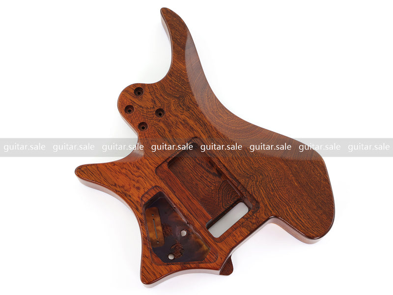 One-of-a-Kind Burl Wood Veneer Epoxy Resin Headless Electric Guitar Body (HBE-008)