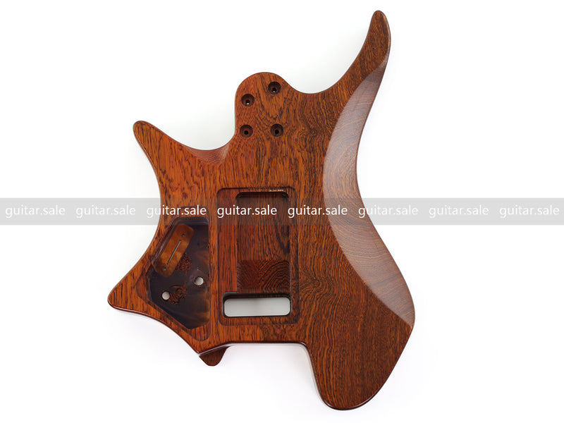 One-of-a-Kind Burl Wood Veneer Epoxy Resin Headless Electric Guitar Body (HBE-008)