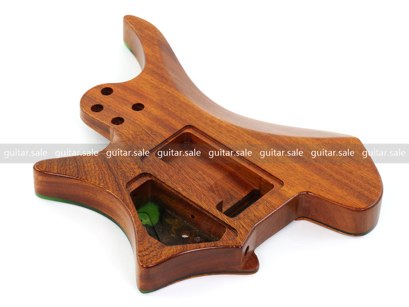 One-of-a-Kind Burl Wood Veneer Epoxy Resin Headless Electric Guitar Body (HBE-013)