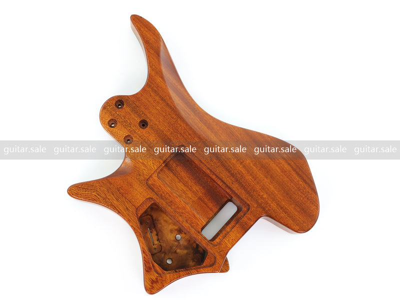 One-of-a-Kind Burl Wood Veneer Epoxy Resin Headless Electric Guitar Body (HBE-014)