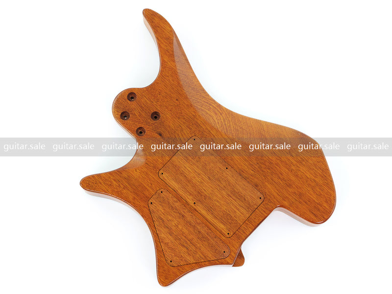 One-of-a-Kind Burl Wood Veneer Epoxy Resin Headless Electric Guitar Body (HBE-015)