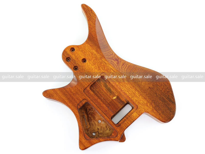 One-of-a-Kind Burl Wood Veneer Epoxy Resin Headless Electric Guitar Body (HBE-016)