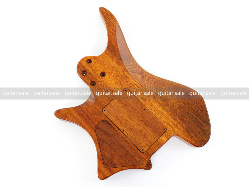 One-of-a-Kind Burl Wood Veneer Epoxy Resin Headless Electric Guitar Body (HBE-016)