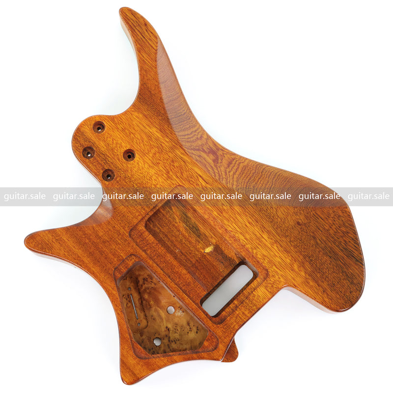 One-of-a-Kind Burl Wood Veneer Epoxy Resin Headless Electric Guitar Body (HBE-016)
