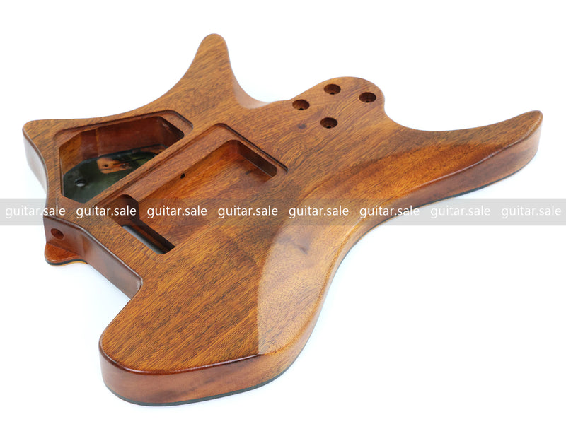 One-of-a-Kind Burl Wood Veneer Epoxy Resin Headless Electric Guitar Body (HBE-018)
