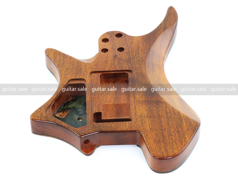 One-of-a-Kind Burl Wood Veneer Epoxy Resin Headless Electric Guitar Body (HBE-018)