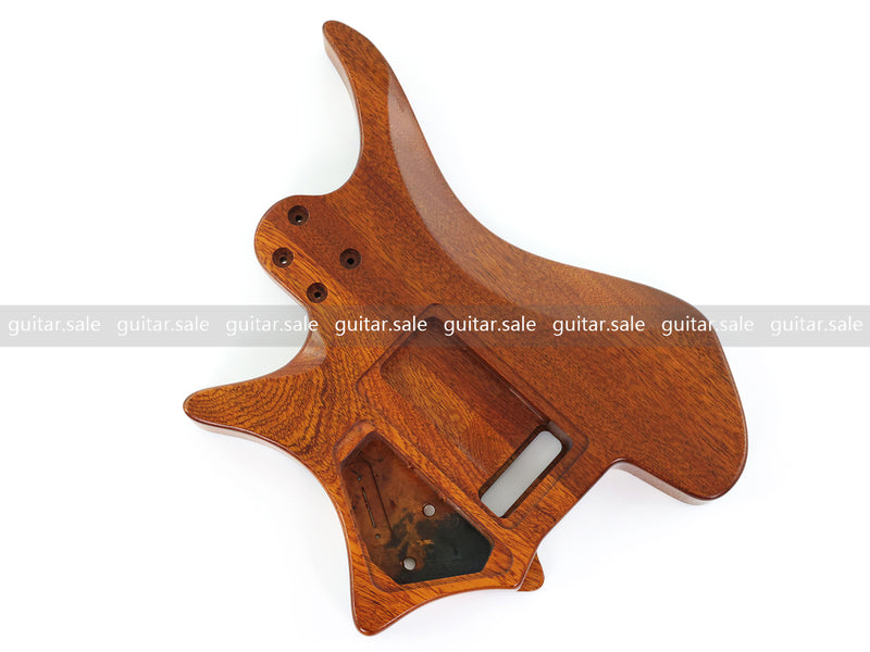 One-of-a-Kind Burl Wood Veneer Epoxy Resin Headless Electric Guitar Body (HBE-019)