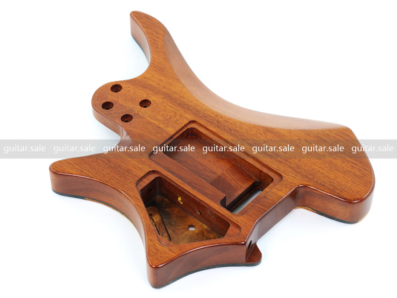 One-of-a-Kind Burl Wood Veneer Epoxy Resin Headless Electric Guitar Body (HBE-020)