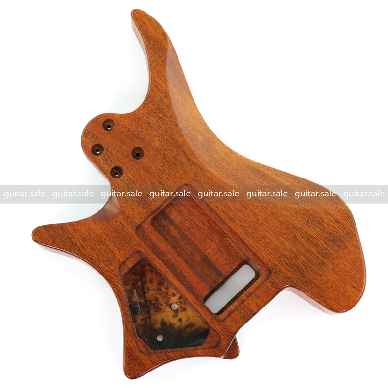 One-of-a-Kind Burl Wood Veneer Epoxy Resin Headless Electric Guitar Body (HBE-021)