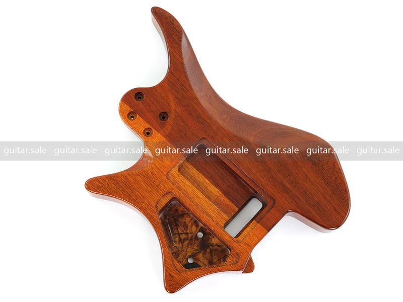 One-of-a-Kind Burl Wood Veneer Epoxy Resin Headless Electric Guitar Body (HBE-022)