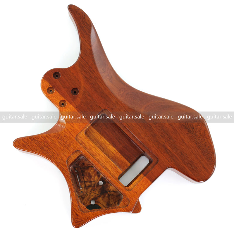 One-of-a-Kind Burl Wood Veneer Epoxy Resin Headless Electric Guitar Body (HBE-022)
