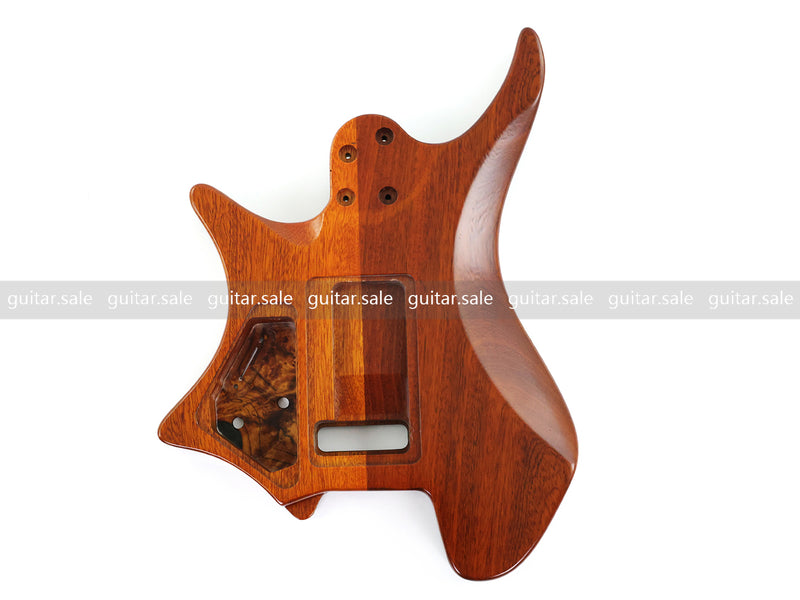One-of-a-Kind Burl Wood Veneer Epoxy Resin Headless Electric Guitar Body (HBE-022)