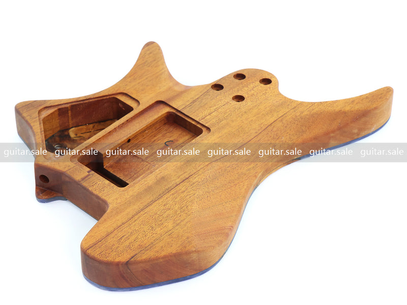 One-of-a-Kind Burl Wood Veneer Epoxy Resin Headless Electric Guitar Body (HBE-024)
