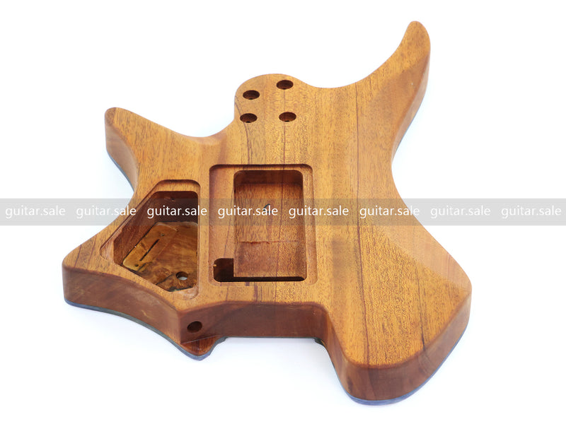 One-of-a-Kind Burl Wood Veneer Epoxy Resin Headless Electric Guitar Body (HBE-024)