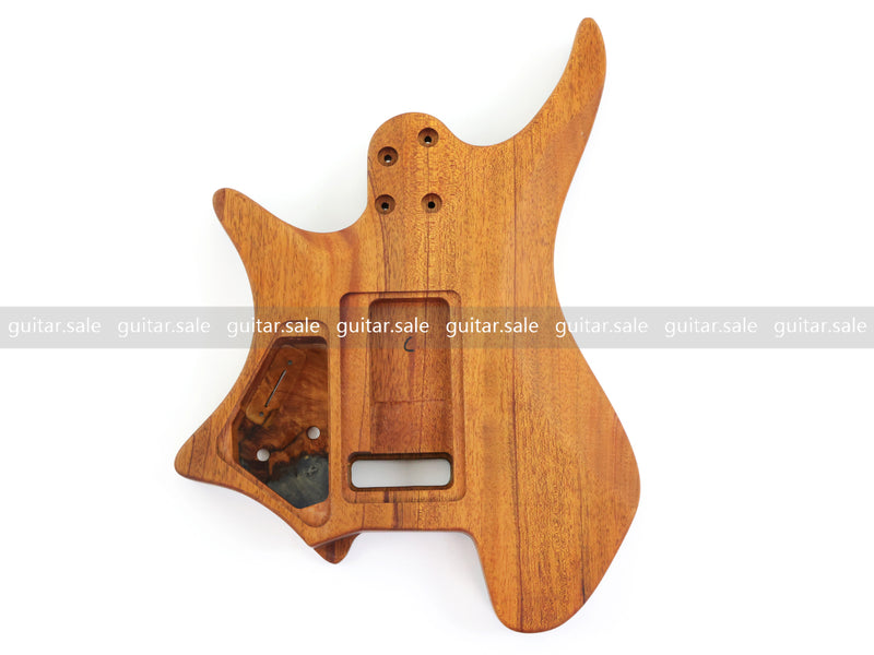 One-of-a-Kind Burl Wood Veneer Epoxy Resin Headless Electric Guitar Body (HBE-024)