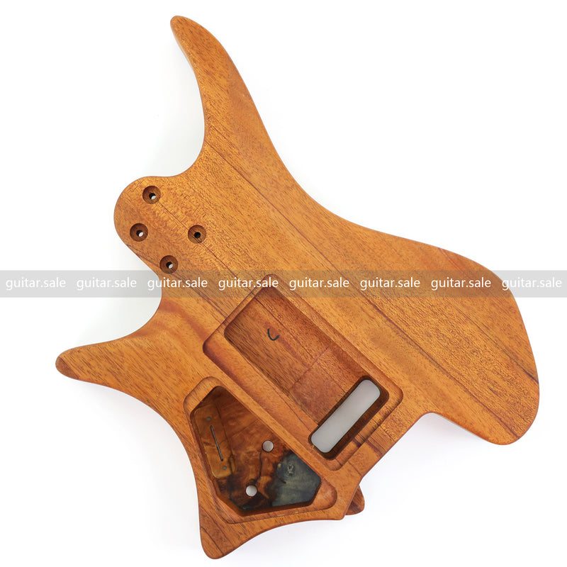 One-of-a-Kind Burl Wood Veneer Epoxy Resin Headless Electric Guitar Body (HBE-024)