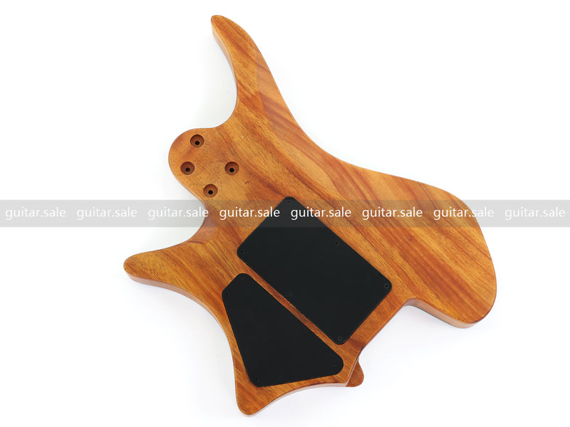 One-of-a-Kind Burl Wood Veneer Epoxy Resin Headless Electric Guitar Body (HBE-025)