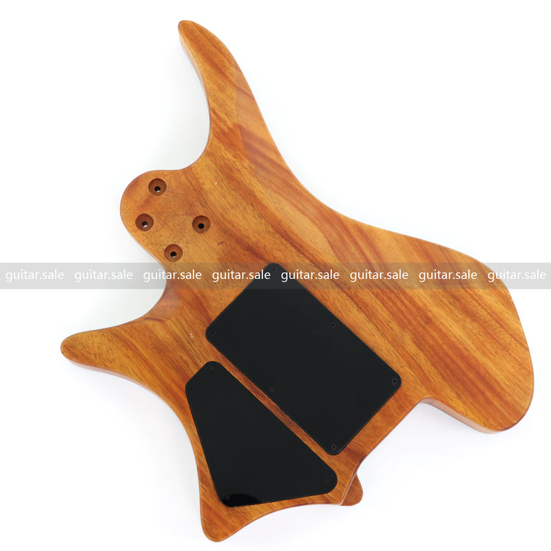 One-of-a-Kind Burl Wood Veneer Epoxy Resin Headless Electric Guitar Body (HBE-025)