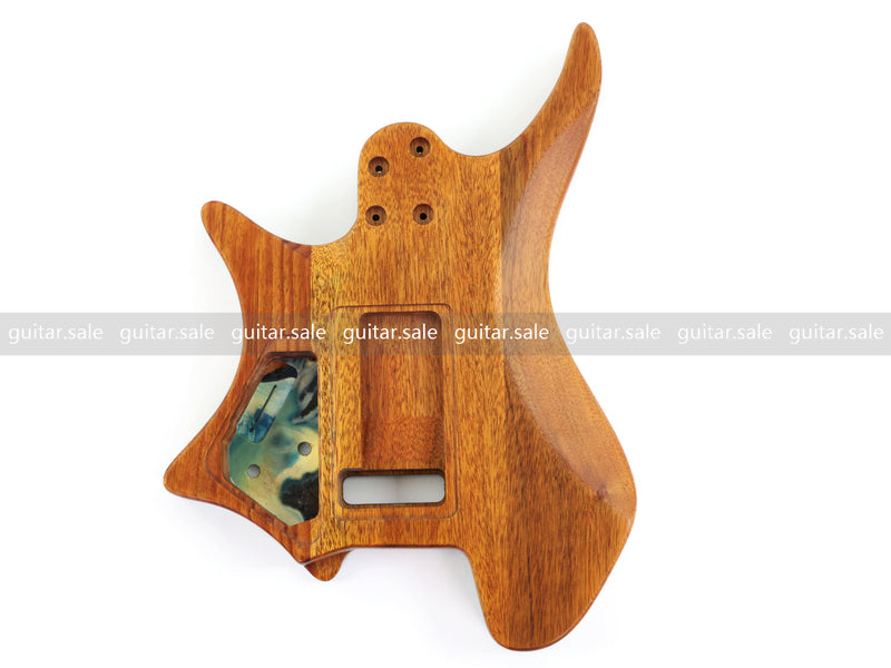 One-of-a-Kind Burl Wood Veneer Epoxy Resin Headless Electric Guitar Body (HBE-026)