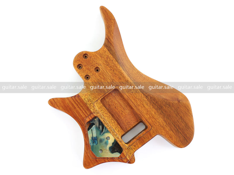 One-of-a-Kind Burl Wood Veneer Epoxy Resin Headless Electric Guitar Body (HBE-026)