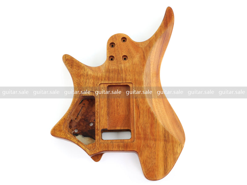 One-of-a-Kind Burl Wood Veneer Epoxy Resin Headless Electric Guitar Body (HBE-027)