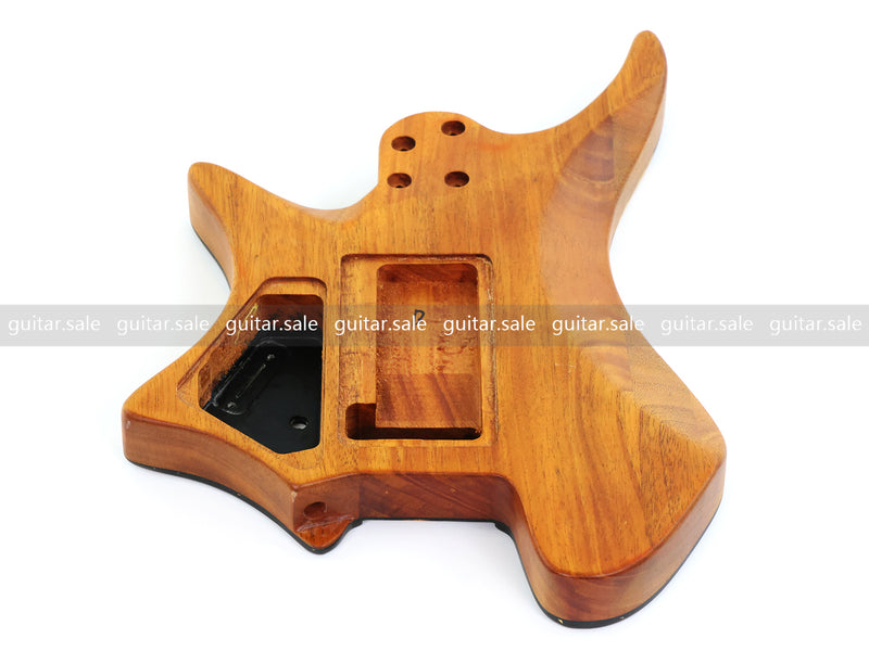 One-of-a-Kind Burl Wood Veneer Epoxy Resin Headless Electric Guitar Body (HBE-028)