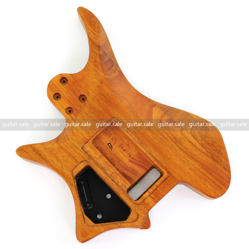 One-of-a-Kind Burl Wood Veneer Epoxy Resin Headless Electric Guitar Body (HBE-028)