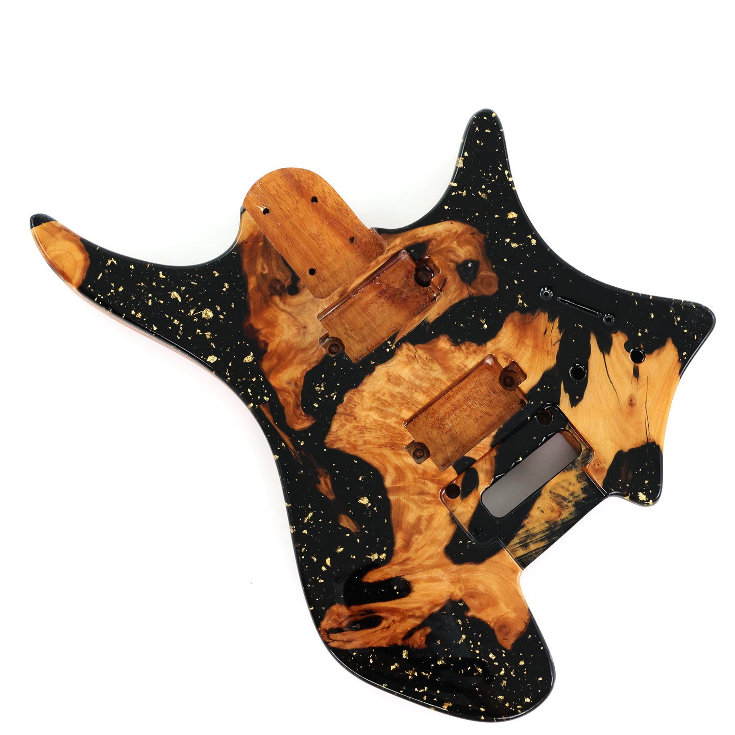 One-of-a-Kind Burl Wood Veneer Epoxy Resin Headless Electric