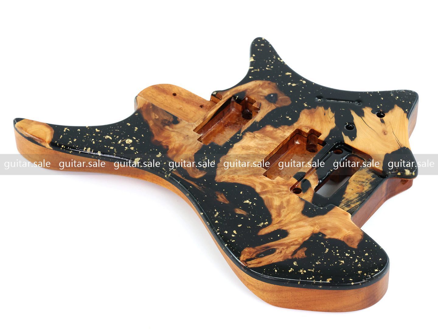 One-of-a-Kind Burl Wood Veneer Epoxy Resin Headless Electric