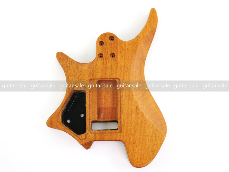 One-of-a-Kind Burl Wood Veneer Epoxy Resin Headless Electric Guitar Body (HBE-030)