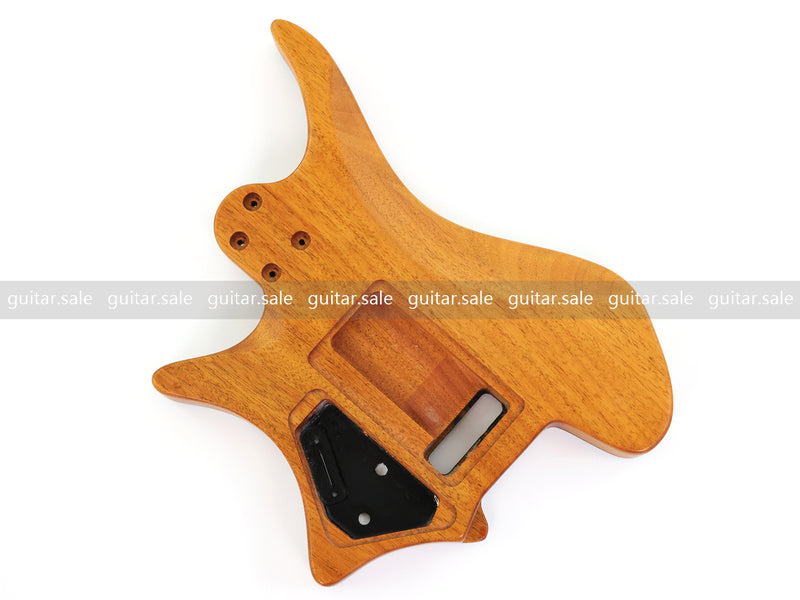 One-of-a-Kind Burl Wood Veneer Epoxy Resin Headless Electric Guitar Body (HBE-030)