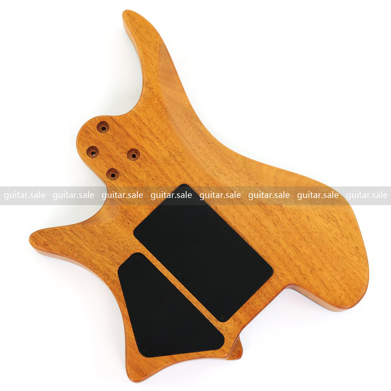 One-of-a-Kind Burl Wood Veneer Epoxy Resin Headless Electric Guitar Body (HBE-030)