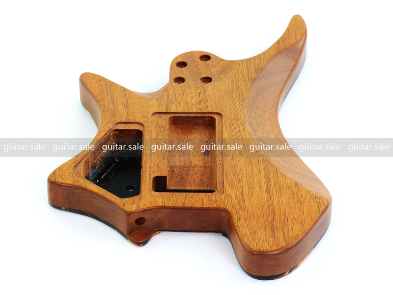 One-of-a-Kind Burl Wood Veneer Epoxy Resin Headless Electric Guitar Body (HBE-032)