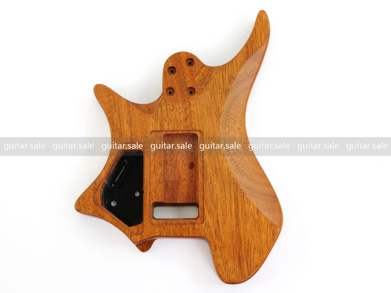 One-of-a-Kind Burl Wood Veneer Epoxy Resin Headless Electric Guitar Body (HBE-032)