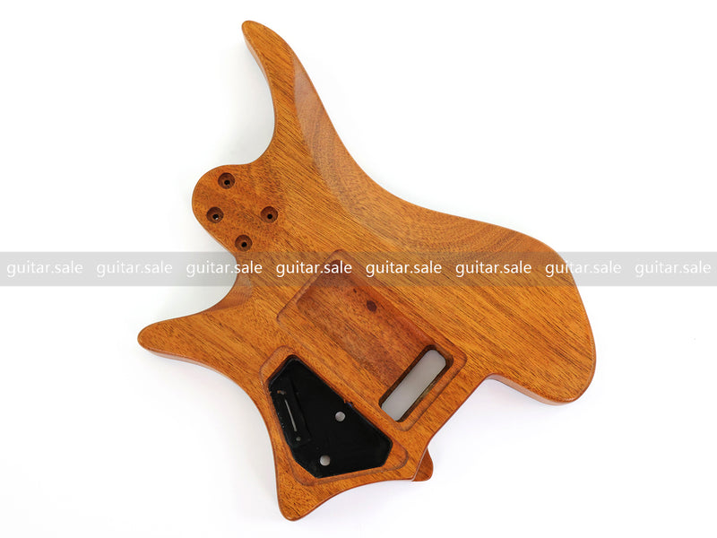 One-of-a-Kind Burl Wood Veneer Epoxy Resin Headless Electric Guitar Body (HBE-032)