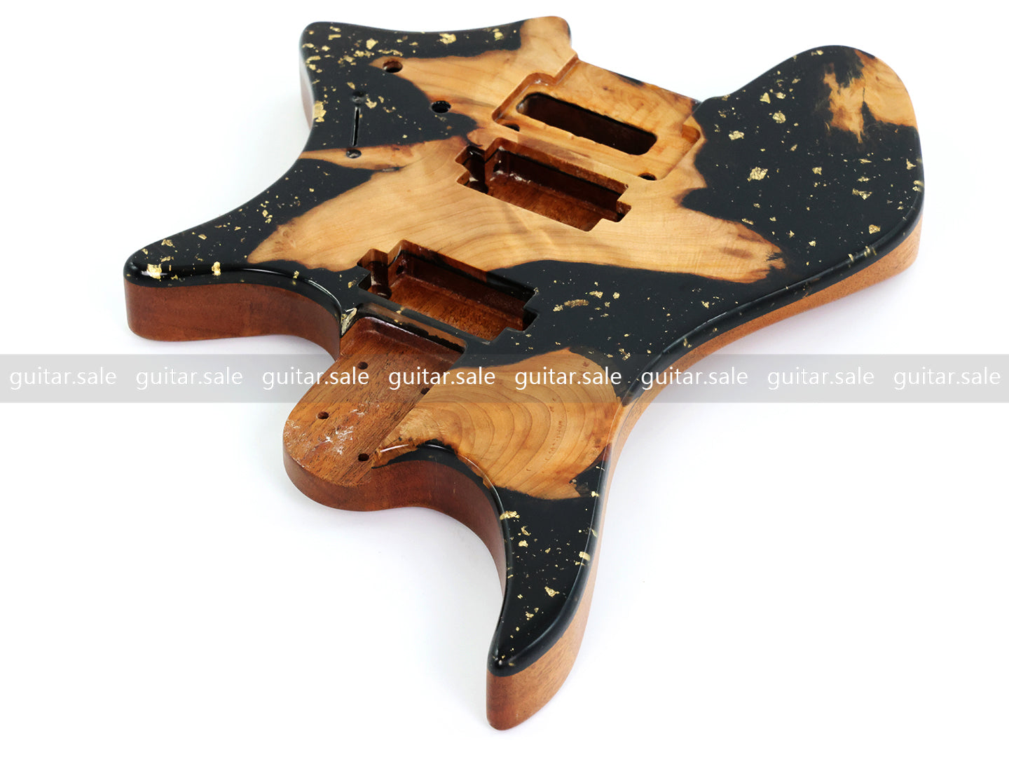 One-of-a-Kind Burl Wood Veneer Epoxy Resin Headless Electric