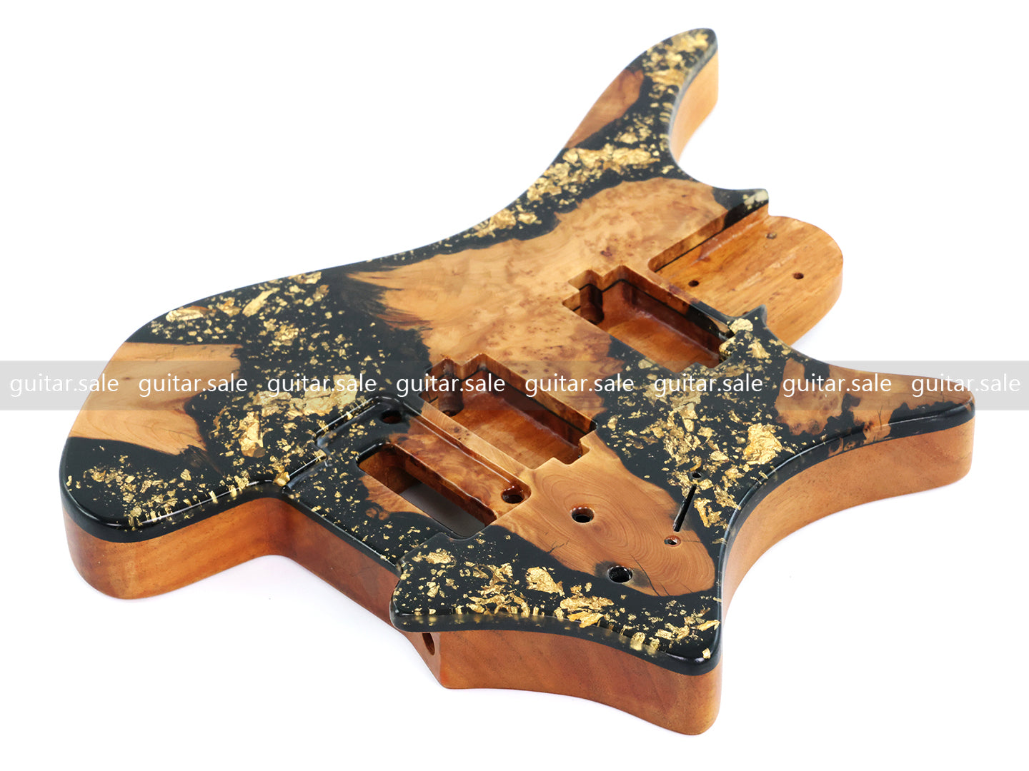One-of-a-Kind Burl Wood Veneer Epoxy Resin Headless Electric