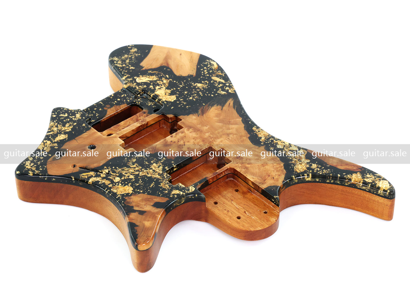 One-of-a-Kind Burl Wood Veneer Epoxy Resin Headless Electric